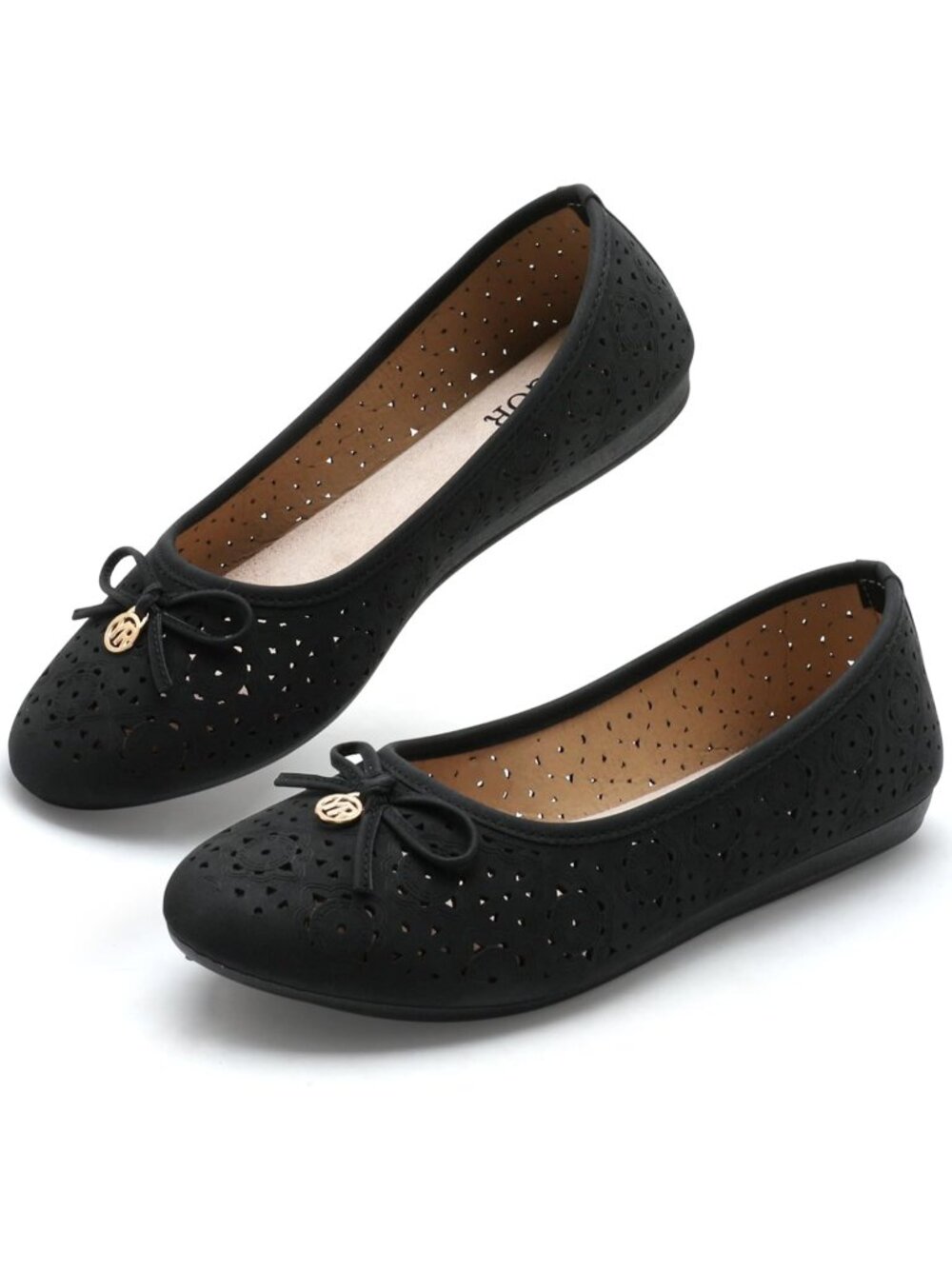 Women's Black 1 Comfortable Slip On Round Toe Casual Pull On Ballet Flats